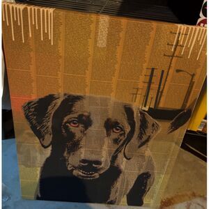 Chocolate Lab Newspaper Print Stretched Canvas Wall Art – 16” x 20”